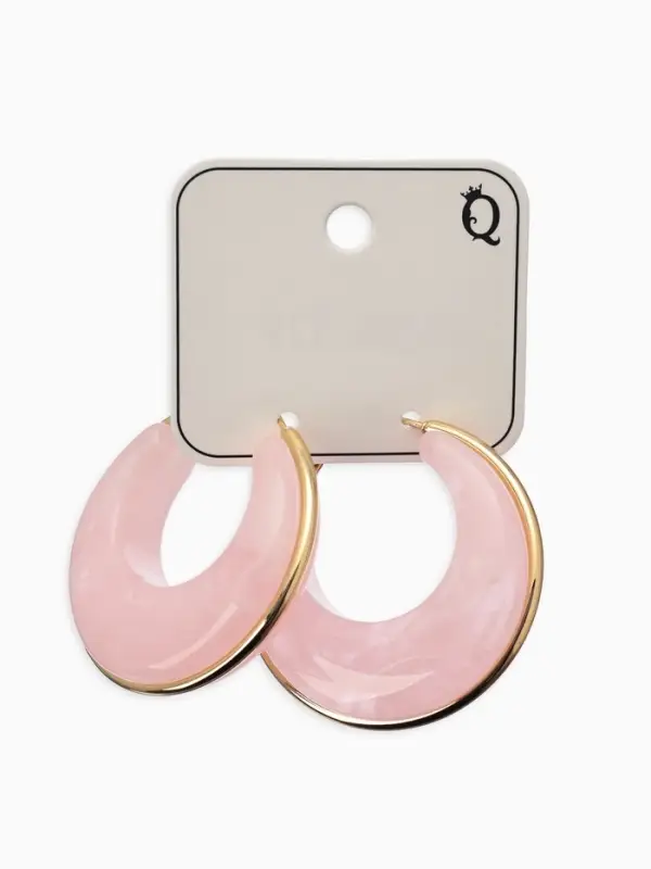 Серьги-кольца акрил "Тренд", цвет розовый в золоте