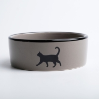 Миска керамическая "След с кошкой" 300 мл  12,5 x 4,5 cм, чёрно-серая