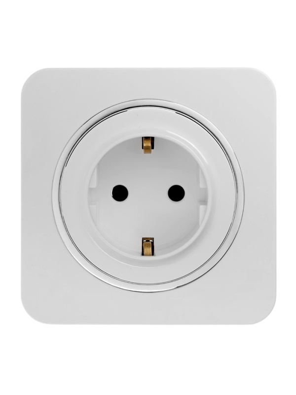 Розетка одноместная, серия Розетка одноместная, серия "Circular", 16 А, скрытая, с з/к, белая, серебристая рамка