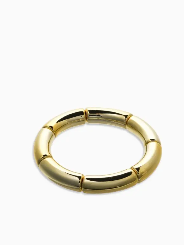 Браслет пластик на резинке "Стиль" гладкий, цвет золото