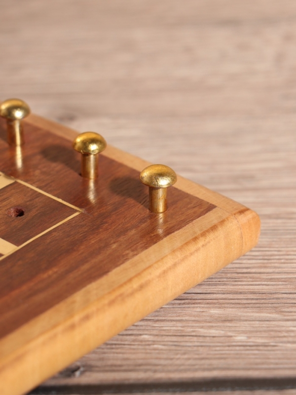 Настольная игра &laquo;Крестики-нолики&raquo;, 13&times;13.5 см, дерево шишам, латунь