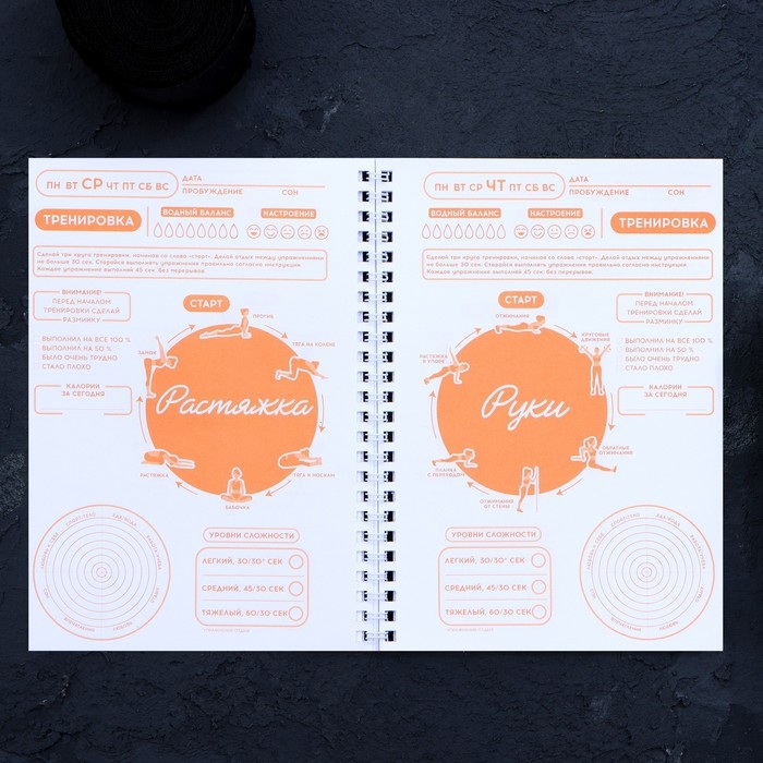 Дневник тренировок &laquo;Горячий челендж&raquo; на пружине, 25 листов