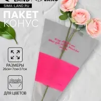 Пакет конус для цветов, с нетканым материалом, 26+7&times;37 см, фуксия