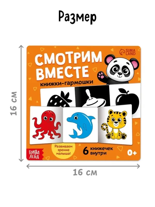 Набор картонных книжек-гармошек "Смотрим вместе", 6 шт.