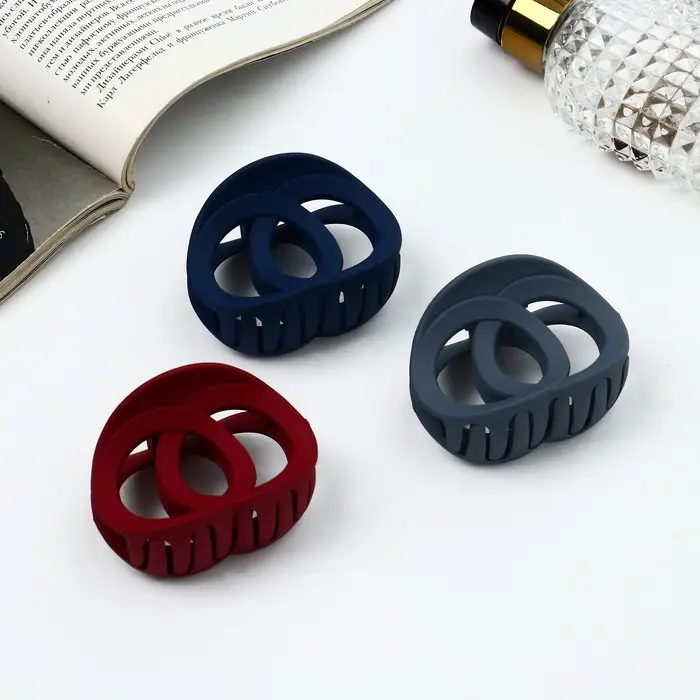 Крабик для волос &laquo;Леона&raquo;, круги классика матовый, 6.5 см, МИКС