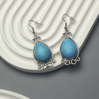 Серьги &laquo;Бирюзовый мир&raquo; капля, цвет голубой в чернёном серебре