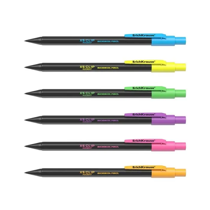 Карандаш механический с ластиком ErichKrause &laquo;XS Clip Accent&raquo;, 0.7 мм, НВ, в коробке, МИКС
