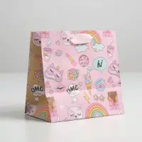 Пакет подарочный крафтовый квадратный, упаковка, &laquo;Shine on&raquo;, 14 х 14 х 9 см