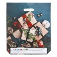 Пакет "Подарки на зеленом", глянец полиэтиленовый с вырубной ручкой, 38х45 см, 60 мкм