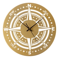 Часы настенные интерьерные &laquo;Компас&raquo;, плавный ход, d-40 см, золотистые