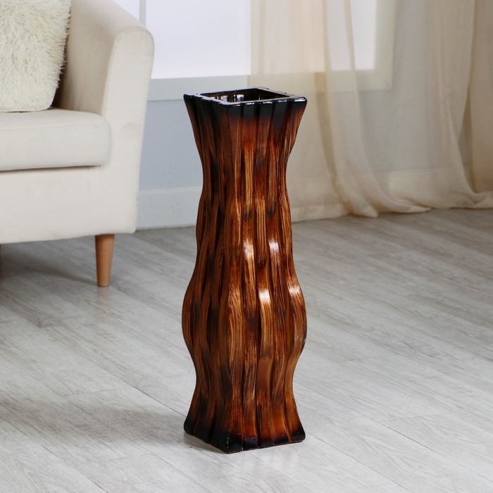 Ваза керамика напольная "Мавис" прямой, 15х60 см d вн. 12 см, коричневый