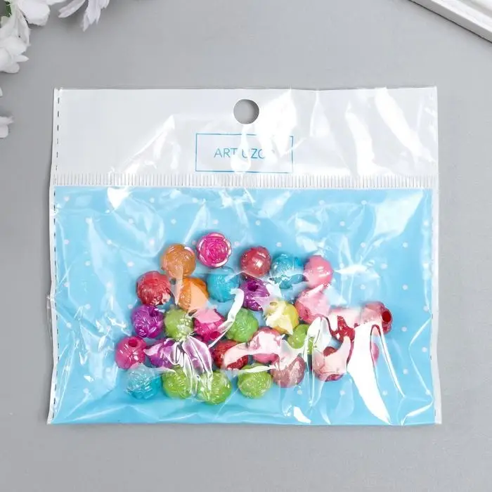 Бусины для творчества пластик &laquo;Розочка&raquo;, перламутр, набор 30 шт., 1.2&times;1.2 см