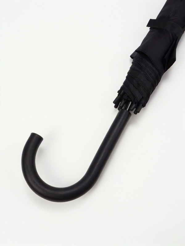 Зонт-трость п/авт R48/55 8сп П/Э В/У ОДНОТОН ручка-крюк черный пакет