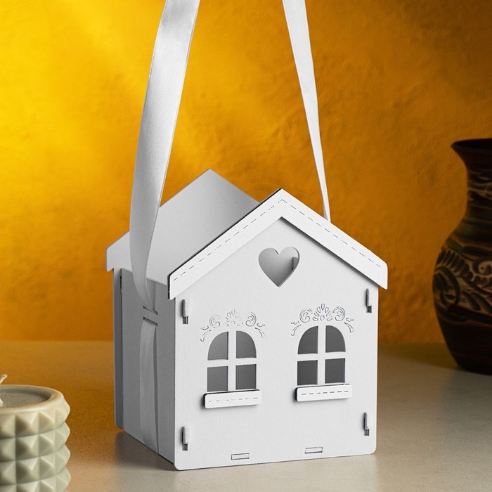 Кашпо "Домик", 13х12х15,5 см, дуб, сиреневый