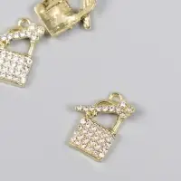 Декор для творчества металл, стразы "Замочек с ключиком" МИКС 1,5х1,9 см