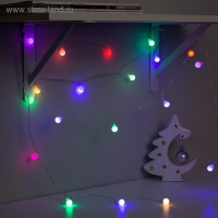 Гирлянда &laquo;Нить&raquo; 3 м с насадками &laquo;Шарики&raquo;, IP20, прозрачная нить, 20 LED, батарейки AAх3 (нет в комплекте), свечение мульти