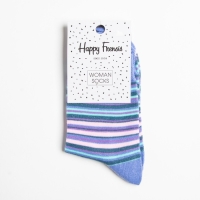 Носки женские, цвет голубые полоски, размер 23-25