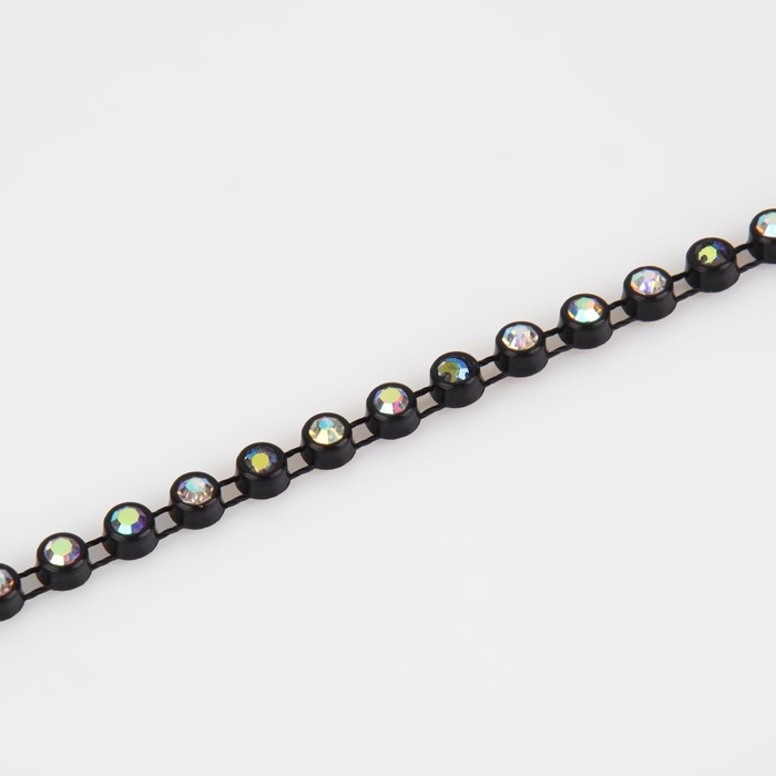 Стразы на нитях, с голографией, 4 мм, 9 &plusmn; 1 м, цвет чёрный