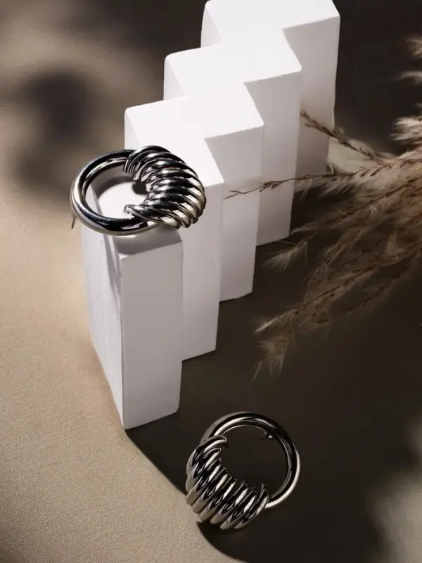 Серьги металл "Кольца" тренд, цвет золото