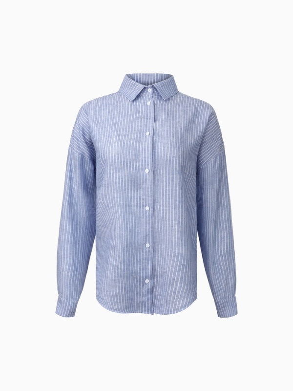 Рубашка женская MINAKU oversize в полоску, белая/голубая, размер 46