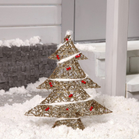 Светодиодная фигура &laquo;Ёлка с ягодами&raquo; 40 &times; 50 &times; 10 см, металл, 220 В, свечение тёплое белое