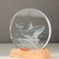 Сувенир стекло свет "Диск. Девочка и кит" 5хLED d=10 см, USB 10х4х11,4 см