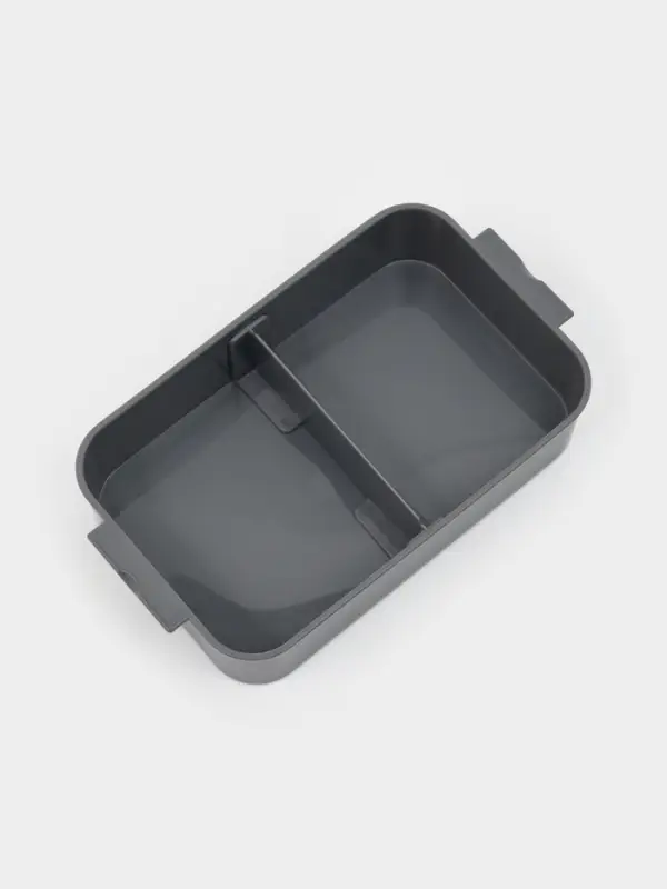 Ланч-бокс, 2 отделения, 2 яруса, с вилкой и ложкой, бутылкой 500мл,20х17х5,5 см, цвет серый   109495