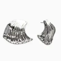 Серьги пластик "Волна", цвет серебро