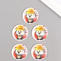 Кабошон стекло для творчества "Круг. Совушка в шляпке" 3х3 см