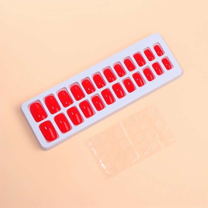 Накладные ногти &laquo;Закат&raquo;, 24 шт, с клеевыми пластинами, форма мягкий квадрат, красные