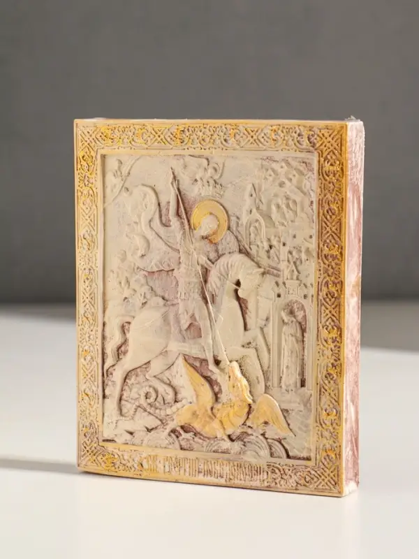 Икона с подвесом " Георгий победоносец" размер 12х10х2 см,гипс, роспись