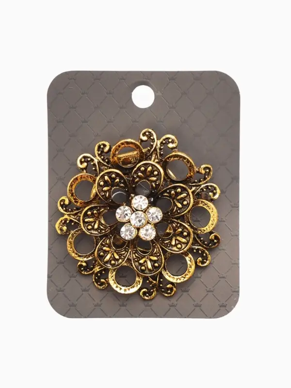 Зажим для платка "Цветок астры", цвет белый в чернёном золоте