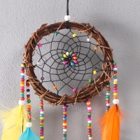Ловец снов "Разноцветные перья и ротанг" d=15 см 70х15 см Ловец снов "Разноцветные перья и ротанг" d=15 см 70х15 см