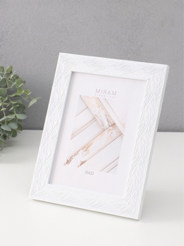 Фоторамка пластик "МИРАМ" 15х21 см, белый, волнистый