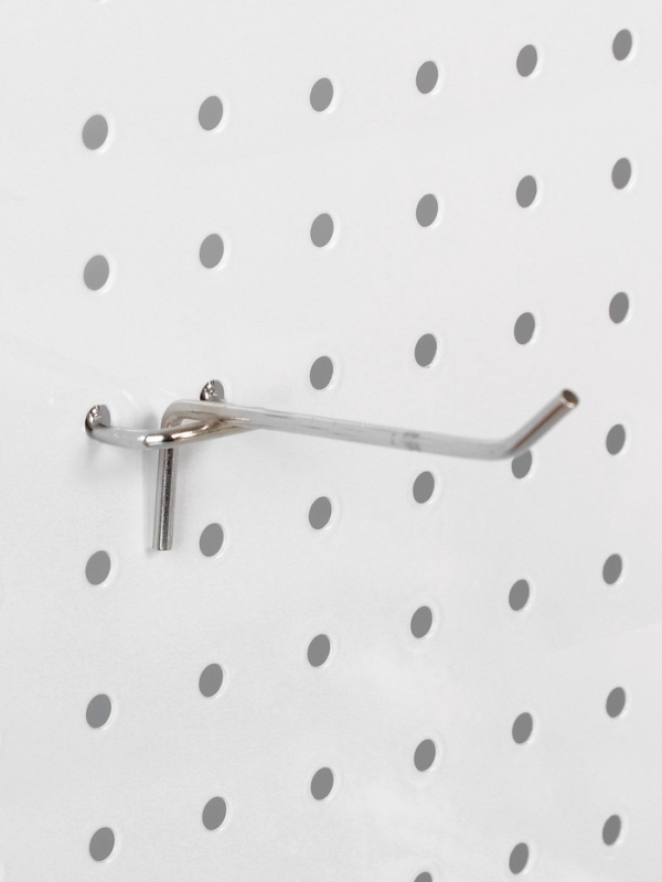 Крючок одинарный для металлической перфорированной панели, d=3.5 мм, L=10 см, цвет хром