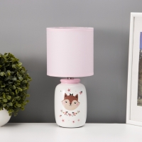 Настольная лампа с абажуром RISALUX &laquo;Киса&raquo; детская, Е14, 40 Вт, бело-розовый, 13&times;13&times;27 см