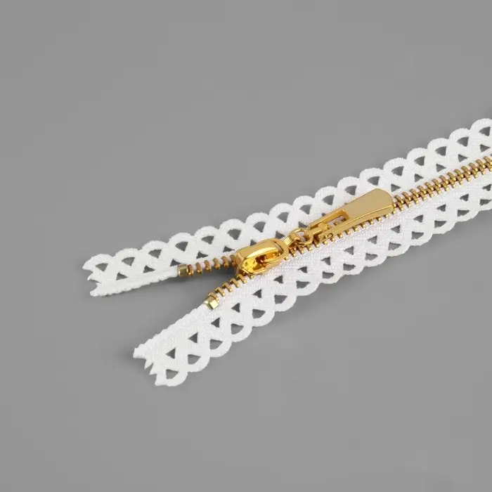 Молния металлическая, №3, неразъёмная, замок автомат, 30 см, белая