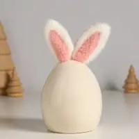 Сувенир керамика, текстиль "Зайчик в форме яйца" белый 7,2х7,2х12,5 см