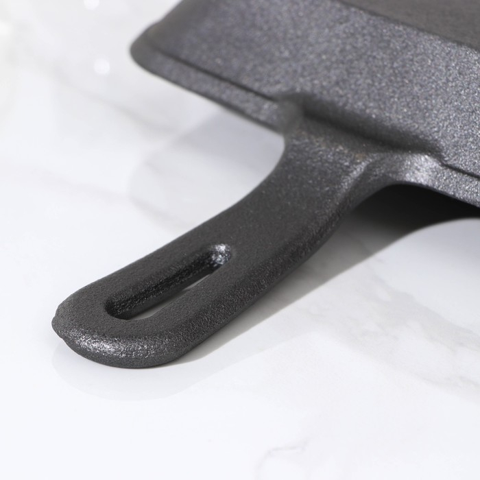 Сковорода-гриль чугунная &laquo;Квадрат. Гриль&raquo;, 19&times;19&times;3 см, чугунная ручка, цвет чёрный