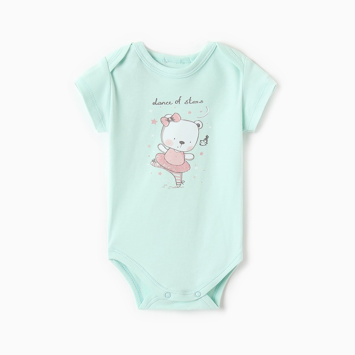 Боди детское с коротким рукавом, цвет ментоловый, рост 68 см