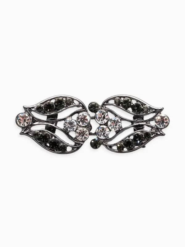 Зажим для кардигана "Ажур", бутон, цвет серо-белый в сером