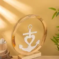 Якорь на подставке, 36&times;7&times;39 см, алюминий, дерево