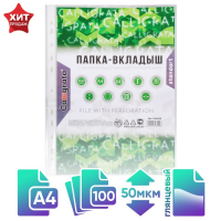 Файл-вкладыш А4, 50 мкм, Calligrata "Люкс", глянцевый, вертикальный, 100 штук Файл-вкладыш А4, 50 мкм, Calligrata "Люкс", глянцевый, вертикальный, 100 штук