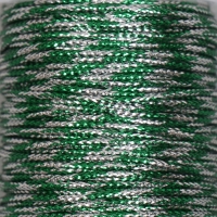 Сутажный шнур на бобине "Зелёный с серебром" намотка 15 м толщина 2 мм 4,3х4,7х4,7 см