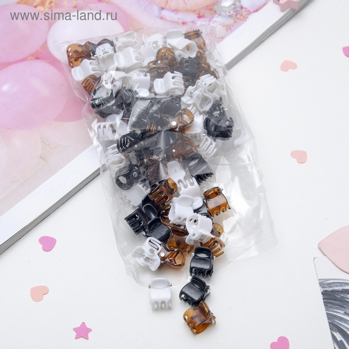 Краб для волос Краб для волос "Мини" (набор 100 шт) простой, 1 см, микс