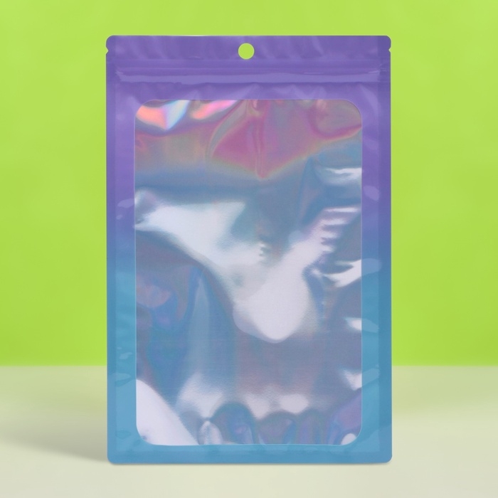 Пакет Зип-лок с окном, с еврослотом, градиент, 16 х 24 см набор 20шт      10664546