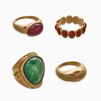 Набор колец 4 шт "Новый стиль" винтаж, размер МИКС, цвет зелёно-коричневый в золоте