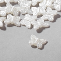 Бусины пластиковые «Бабочки», набор 50 шт., 1,5×1,2×0,8 см, цвет белый Бусины пластиковые «Бабочки», набор 50 шт., 1,5×1,2×0,8 см, цвет белый