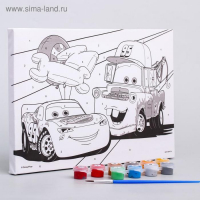 Картина по номерам для детей "Молния Маккуин и Мэтр" 20х30 см, Тачки