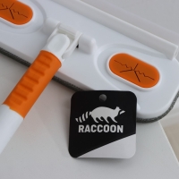 Щётка для окон Raccoon, телескопическая нержавеющая ручка 77(123) см, силиконовый сгон 22 см, велюровая насадка 22&times;7 см, цвет МИКС